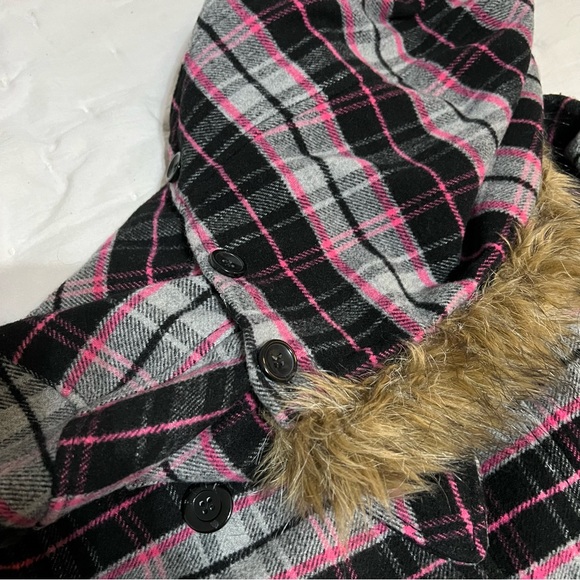 PINK Double-breasted wool blazer/jacket removable faux fur hood - M - Picture 3 of 4